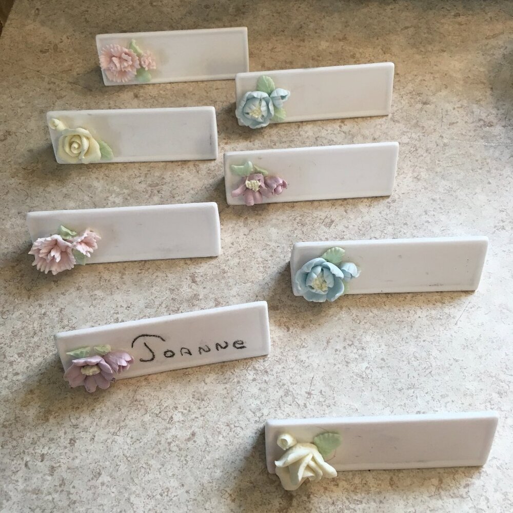 Vintage Porcelain Bisque Floral Reusable Place Cards